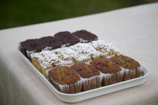 Sourdough banana bread, chocolate zucchini cake, and pumpkin spice loaf made with organic ingredients 